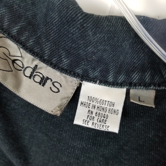 Cedars Womens Heavily Beaded Black Denim Button Vest Large Artsy Boho Vintage - Picture 5 of 12